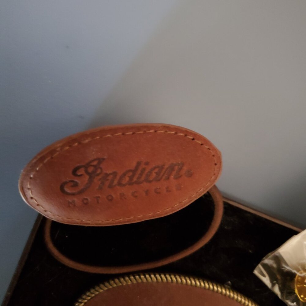 Vintage Indian Motorcycle Genuine Leather Ponytail Holder Charm